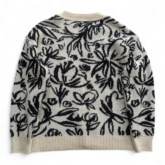 Anthropologie Floral Pop Embroidered Wool Blend Crewneck Sweater Sz S - Picture 6 of 13